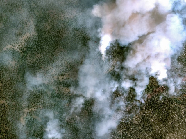 a satellite image shows smoke rising from the alexander mountain wildfire in colorado us july 30 2024 maxar photo reuters